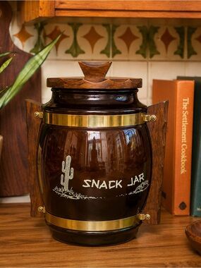 Vintage Siesta Ware Cactus Snack Jar Amber Glass MCM